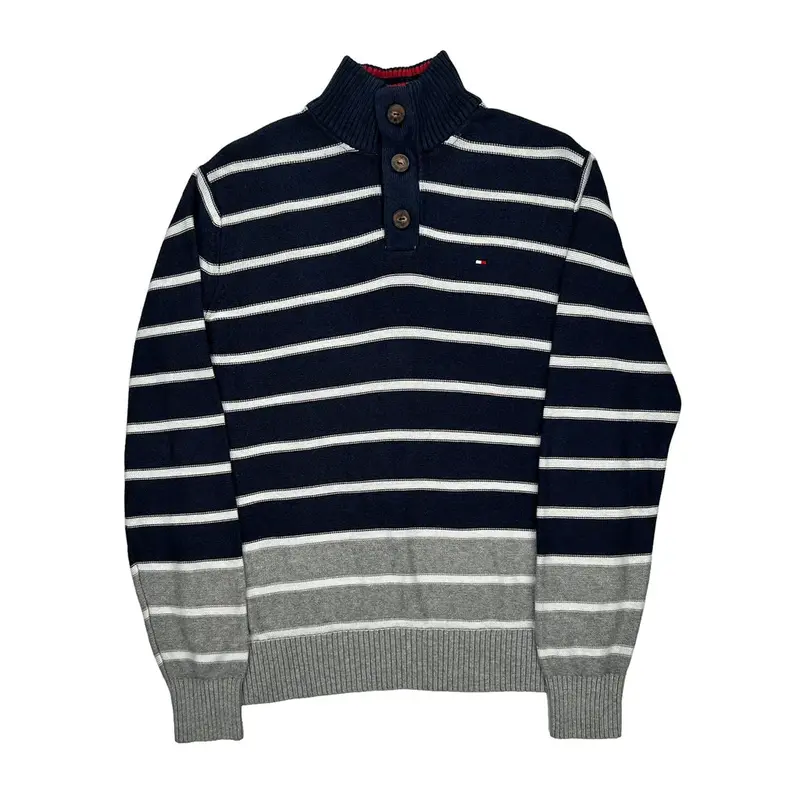 Tommy Hilfiger Striped Jumper - Medium Navy Cotton