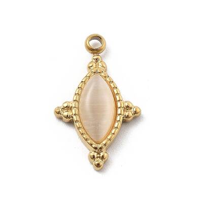 304 Stainless Steel Pave Natural Stone Pendants