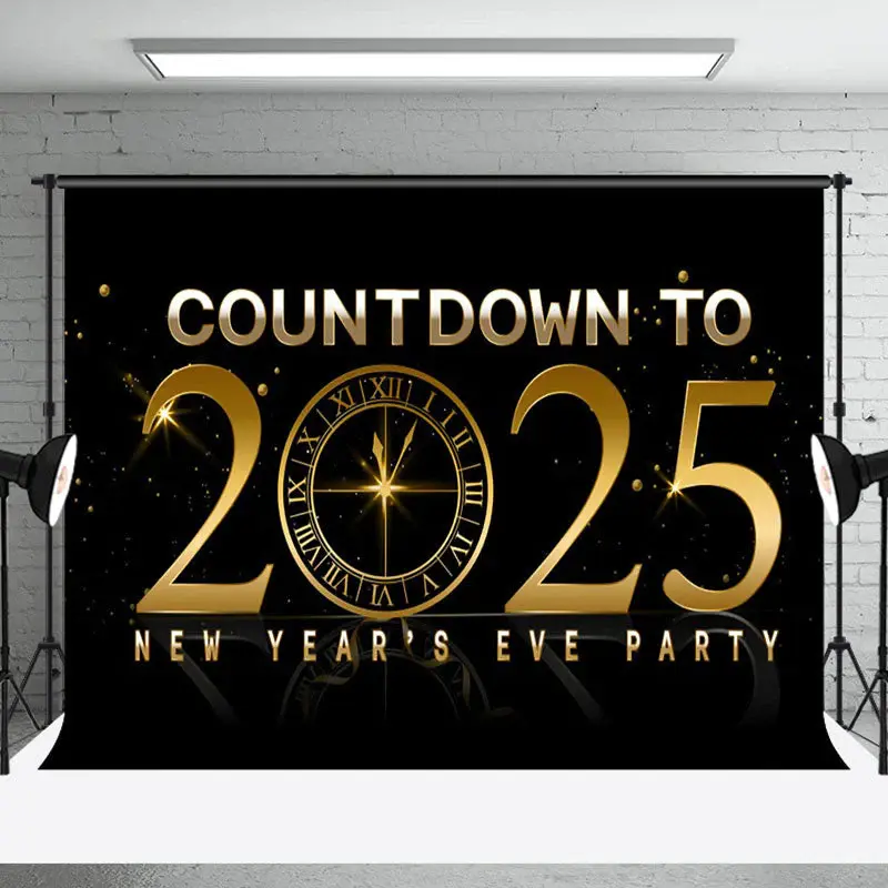 Countdown To 2025 Shining Clock New Year Backdrop - Aperturee
