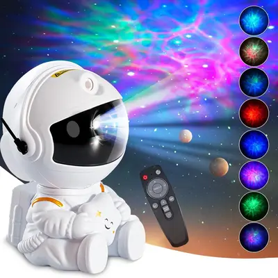 Astronaut Galaxy Star Projector Starry Night Light - Starry Nebula Ceiling Projection Lamp with 8 Modes, Remote and 360° Adj...