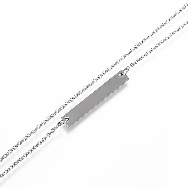 Non-Tarnish 304 Stainless Steel Rectangle Pendant Necklaces