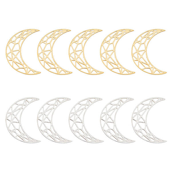 12Pcs 2 Colors 201 Stainless Steel Filigree Joiners Links