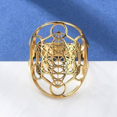304 Stainless Steel Star of David Adjustable Ring