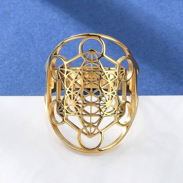 304 Stainless Steel Star of David Adjustable Ring