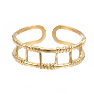 304 Stainless Steel Rectangle Wrap Open Cuff Ring
