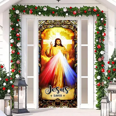 Saved Holy Light Christmas Door Cover Decoration - Aperturee