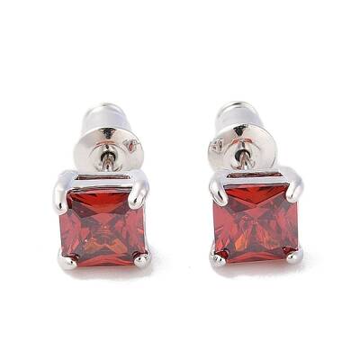 Rack Plating Brass Micro Pave Cubic Zirconia Stud Earrings