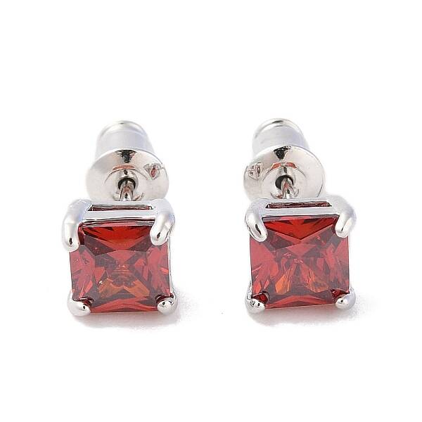 Rack Plating Brass Micro Pave Cubic Zirconia Stud Earrings