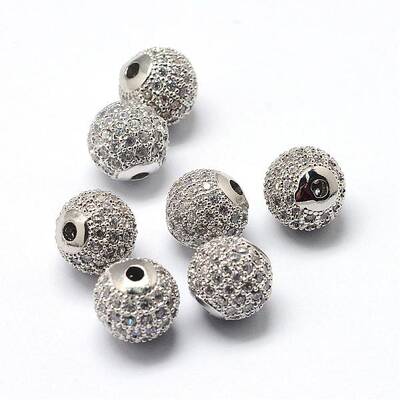 Rack Plating Brass Cubic Zirconia Beads