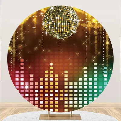 Disco Stage Sparkle Musical Round Party Backdrop - Aperturee