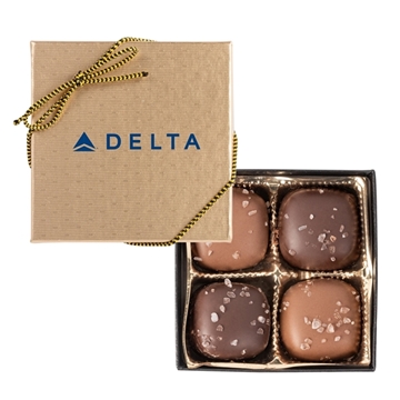 50 Promotional 4pc Sea Salt Caramel Box - Milk & Dark Chocolate