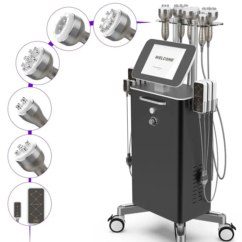 Stand 6 In 1 Cavitation Machine With Radiofrequency Vacuum For Body Sculpting