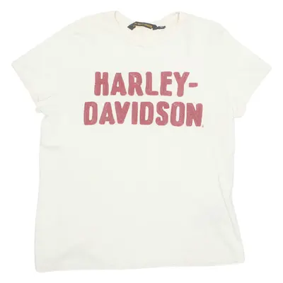 HARLEY DAVIDSON Womens Biker T-Shirt Cream XL
