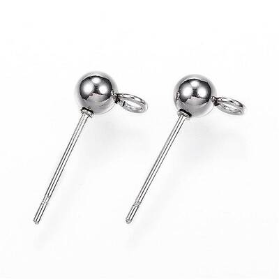 Non-Tarnish 304 Stainless Steel Ball Stud Earring Findings