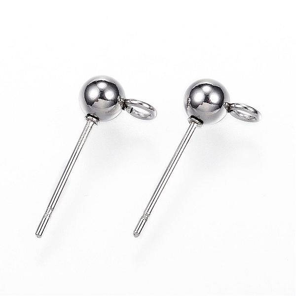 Non-Tarnish 304 Stainless Steel Ball Stud Earring Findings