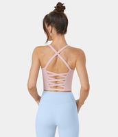 Halara Crisscross Backless Cropped Yoga Tank Top#Springtok Fit Activewear  #Outdoorfun #Coachella
