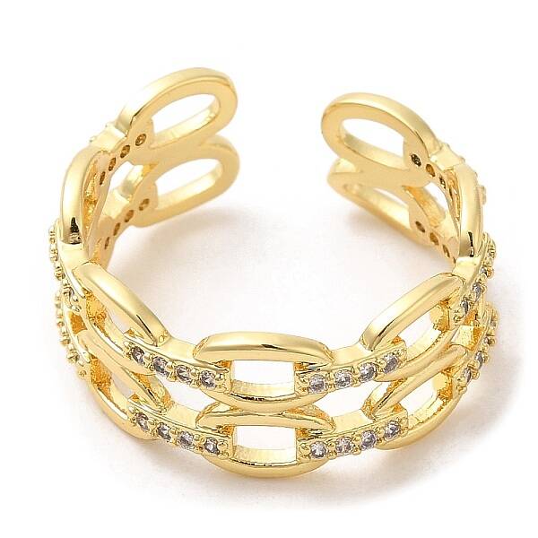 Rack Plating Brass Hollow Oval Open Cuff Rings