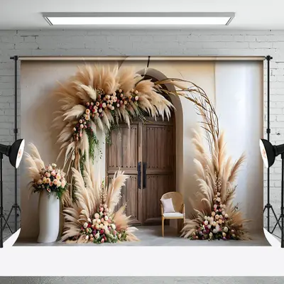 Aperturee Elegant Hay Archway Floral Decor Wedding Backdrop