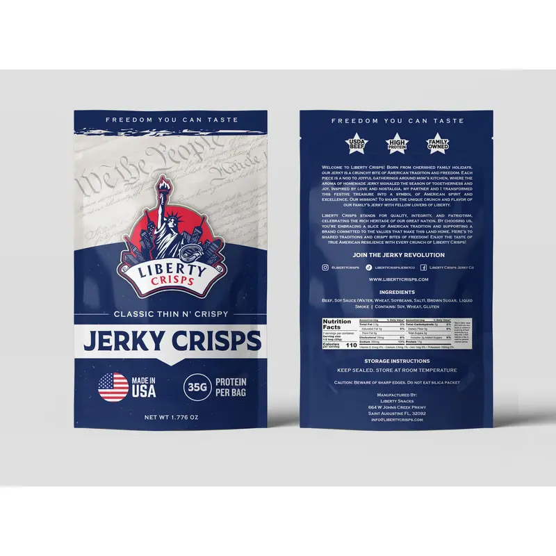 3 Pack - Original Jerky Crisp - Crispy Thin Beef Jerky - Original Flavor - (3 Bags of Crisps per order)