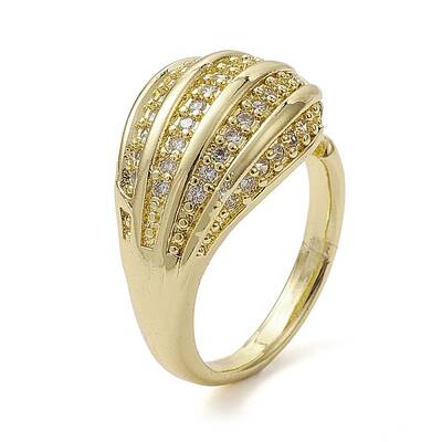 Rack Plating Brass Micro Pave Cubic Zirconia Open Cuff Rings