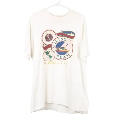 St. Thomas Sailing Team Fruit Of The Loom Graphic T-Shirt - XL White Cotton
