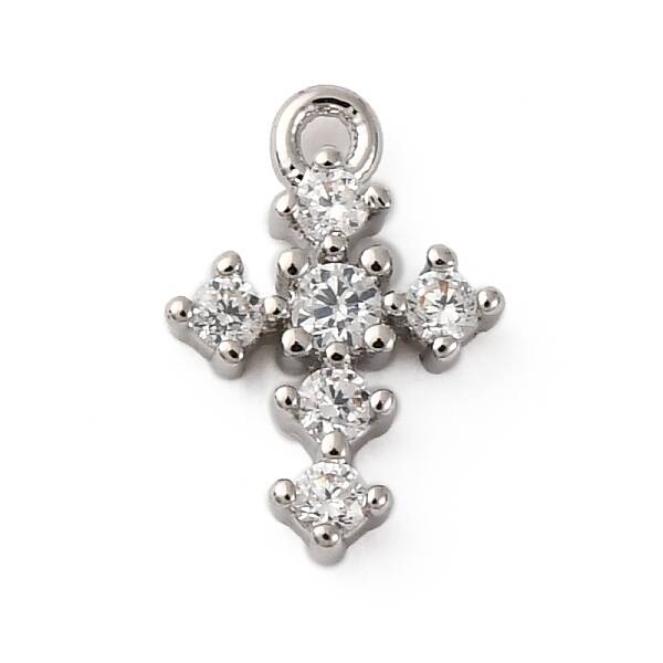 Brass Micro Pave Clear Cubic Zirconia Charms
