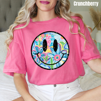Painted Florals Happy Face Comfort Colors T-Shirt ’NLB’