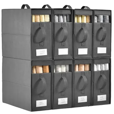TAYTUU Large Bed Sheet Organizers and Storage,4/8 Pack Linen Closet Organizers and Storage, Foldable Bedding Storage, Duvet C...