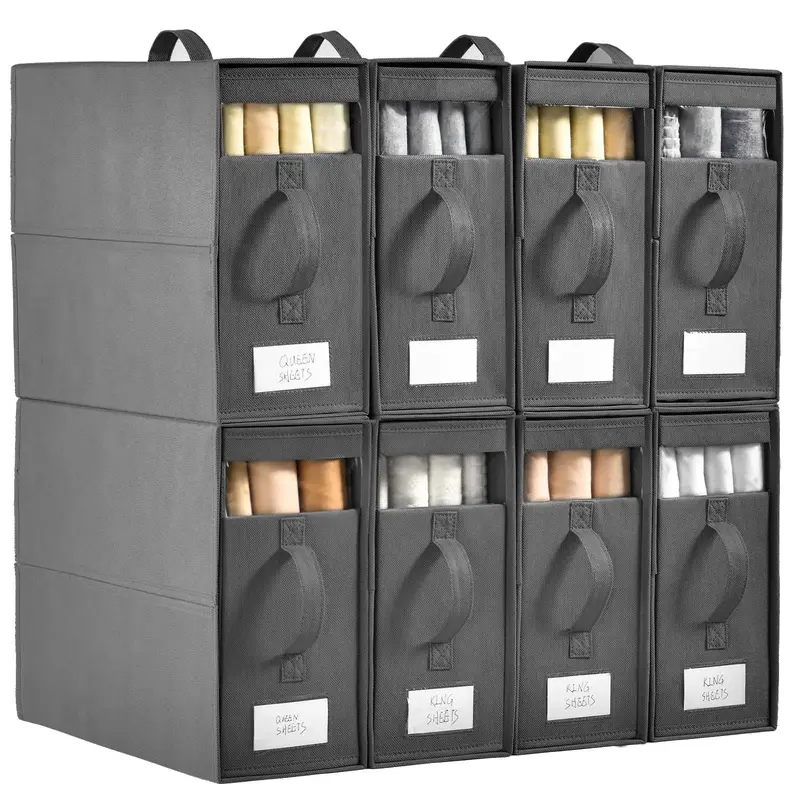 TAYTUU Large Bed Sheet Organizers and Storage,4/8 Pack Linen Closet Organizers and Storage, Foldable Bedding Storage, Duvet C...