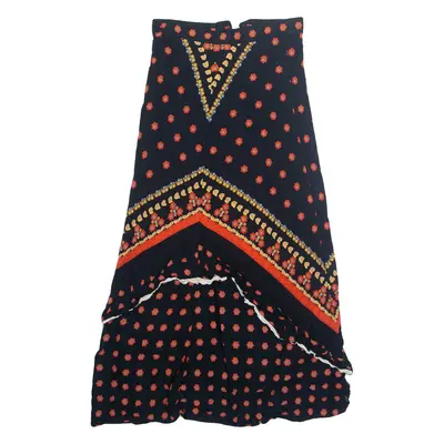 Womens A-Line Skirt Black Midi Floral S