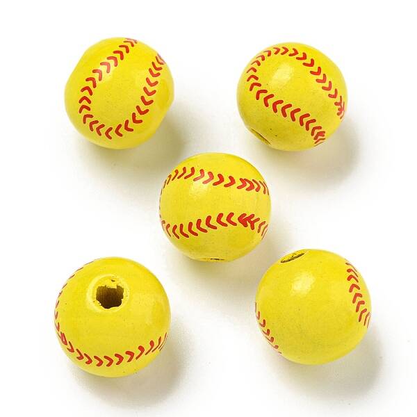 Printed Wood European Beads