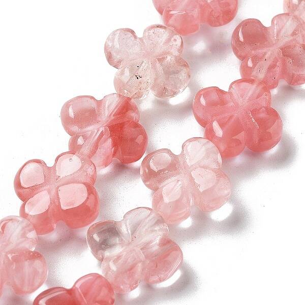 Cherry Quartz Glass Beads Strands