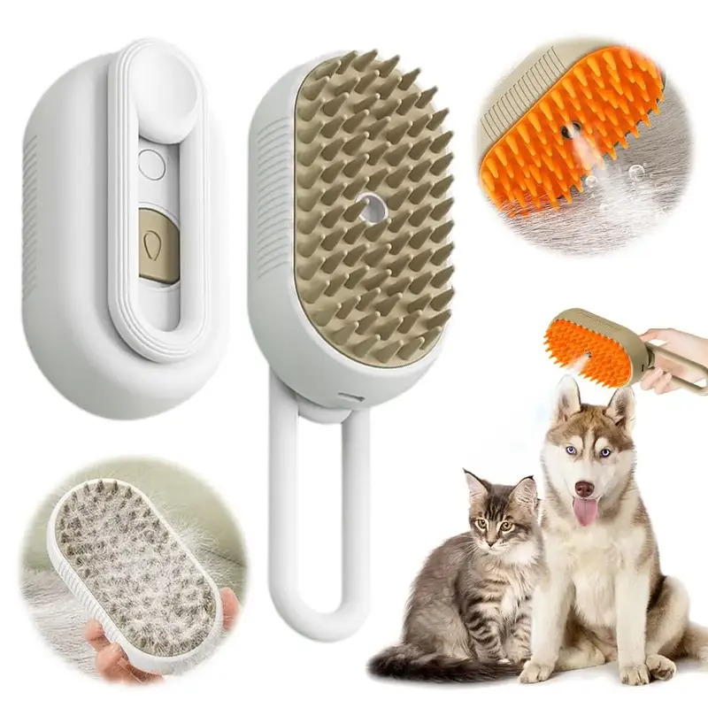 Cat Steam Brush, 3-in-1 Cat Steam Brush Cleaner, Silicone Massage Combing Brush, Pet Hair Clean Brush Comb, Suitable for Cats...