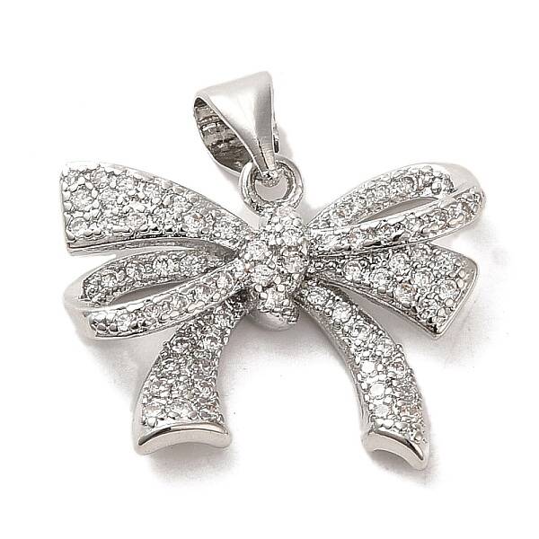 Brass Micro Pave Clear Cubic Zirconia Pendants