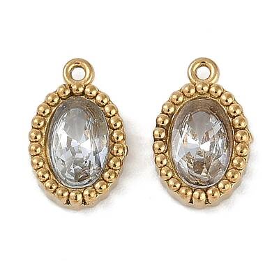 Ion Plating(IP) 304 Stainless Steel Micro Pave Cubic Zirconia Charms