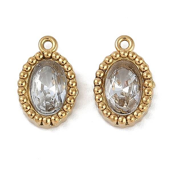 Ion Plating(IP) 304 Stainless Steel Micro Pave Cubic Zirconia Charms