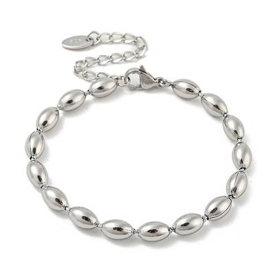 Non-Tarnish 201 Stainless Steel Rugby Beaded Chain Bracelets