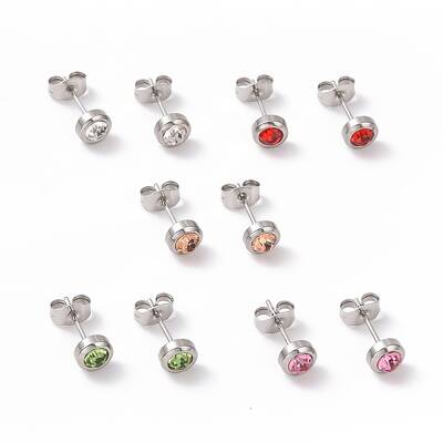 Rhinestone Column Stud Earrings