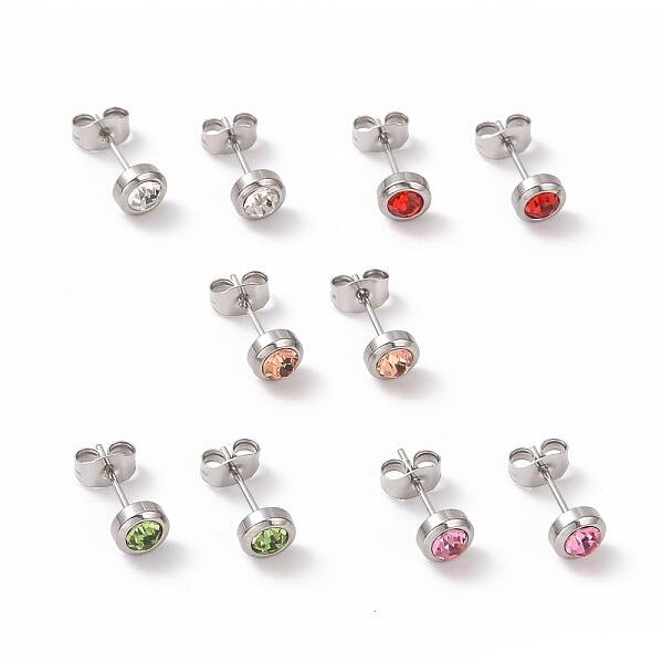 Rhinestone Column Stud Earrings