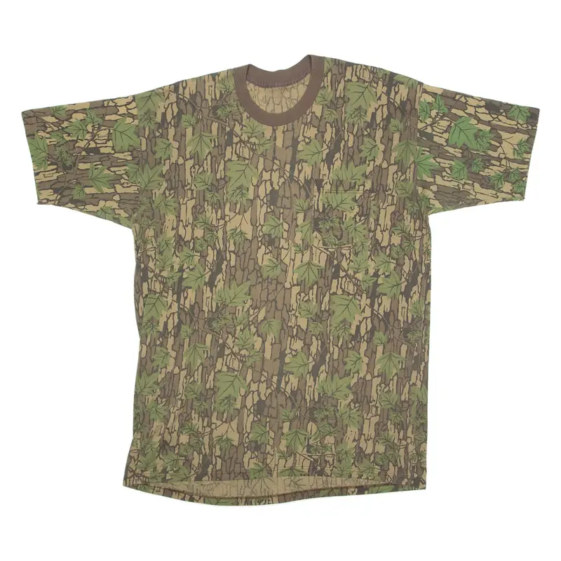 TREBARK Camo Mens T-Shirt Brown Crew Neck XL