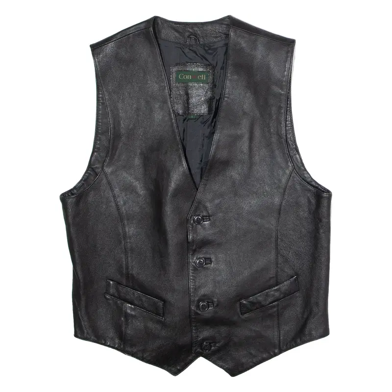 CONWELL Mens Waistcoat Black Leather S