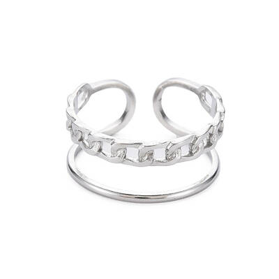 Non-Tarnish 304 Stainless Steel Curb Chain Shape Cuff Ring
