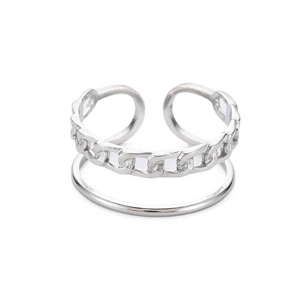 Non-Tarnish 304 Stainless Steel Curb Chain Shape Cuff Ring