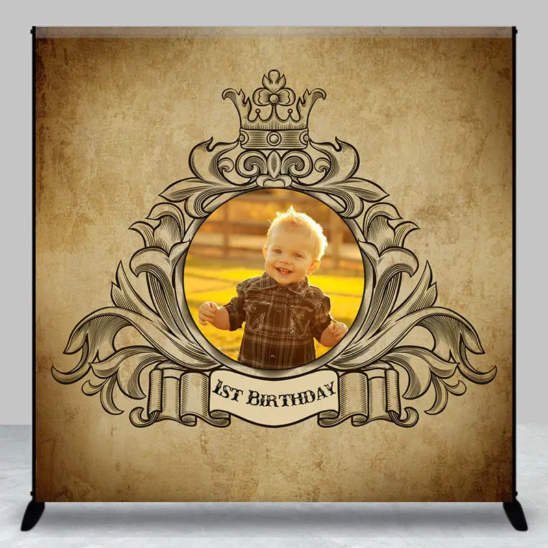 Aperturee Vintage Brown Custom Photo 1St Birthday Backdrop | Custom Birthday Back Drop | Custom Backdrop For Birthday Party |...