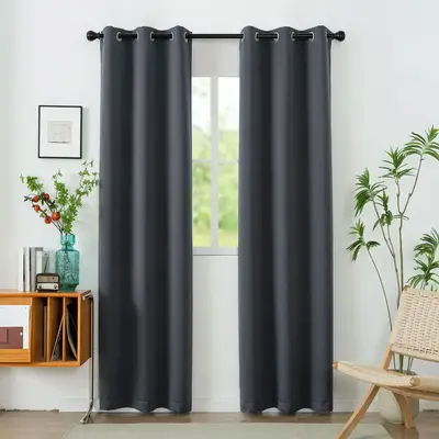Room Decor Solid Color Curtain, 2 Counts Multi-size Minimalist Modern Blackout Curtains, Christmas Decor, Decoration Curtain ...