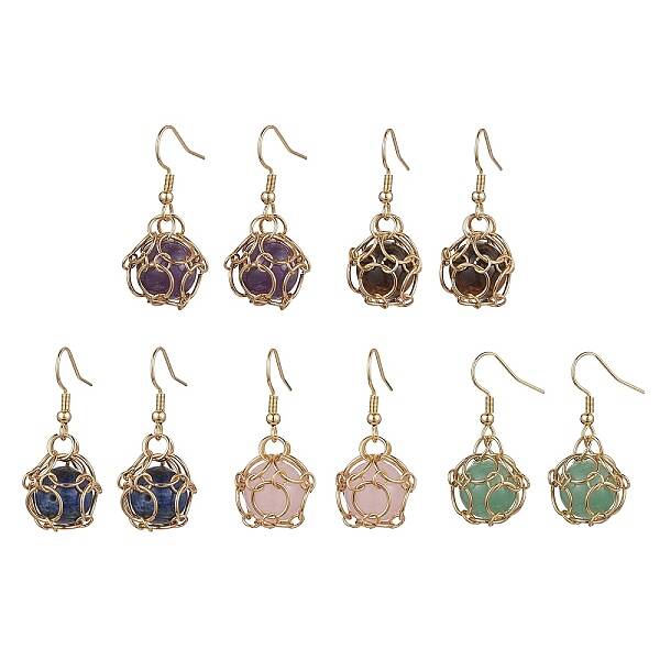 Natural Mixed Gemstone Dangle Earrings