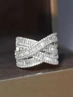 Elegant Artificial Crystal & Rhinestone Decorated Ring, Fashion Accessories for Women, Daily Hand Decor, Trendy All-match & E...
