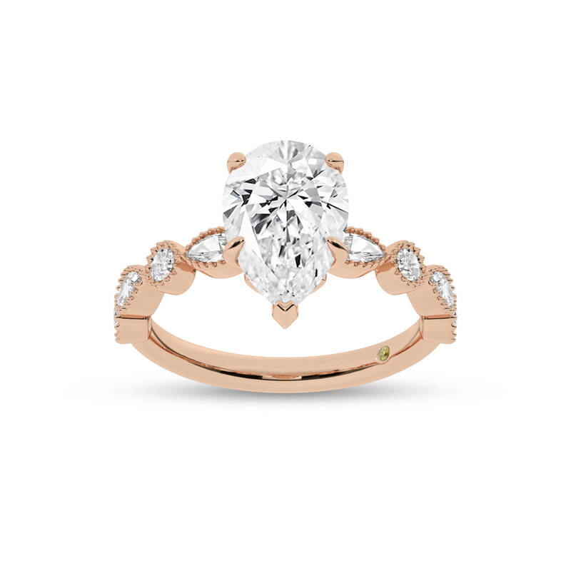 Zenith Pear Shape Lab Grown Diamond Engagement Ring | 18K Rose Gold 1 1/2 CT. TW.