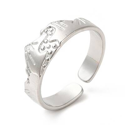 Non-Tarnish 304 Stainless Steel Mountain Open Cuff Ring for Women
