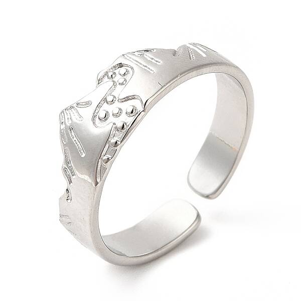 Non-Tarnish 304 Stainless Steel Mountain Open Cuff Ring for Women